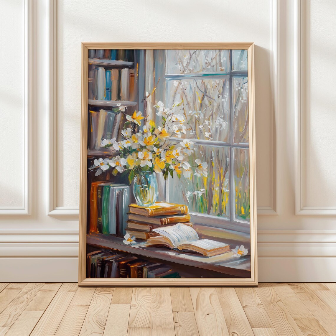 Spring Floral Book Art Print, Cozy Library Decor