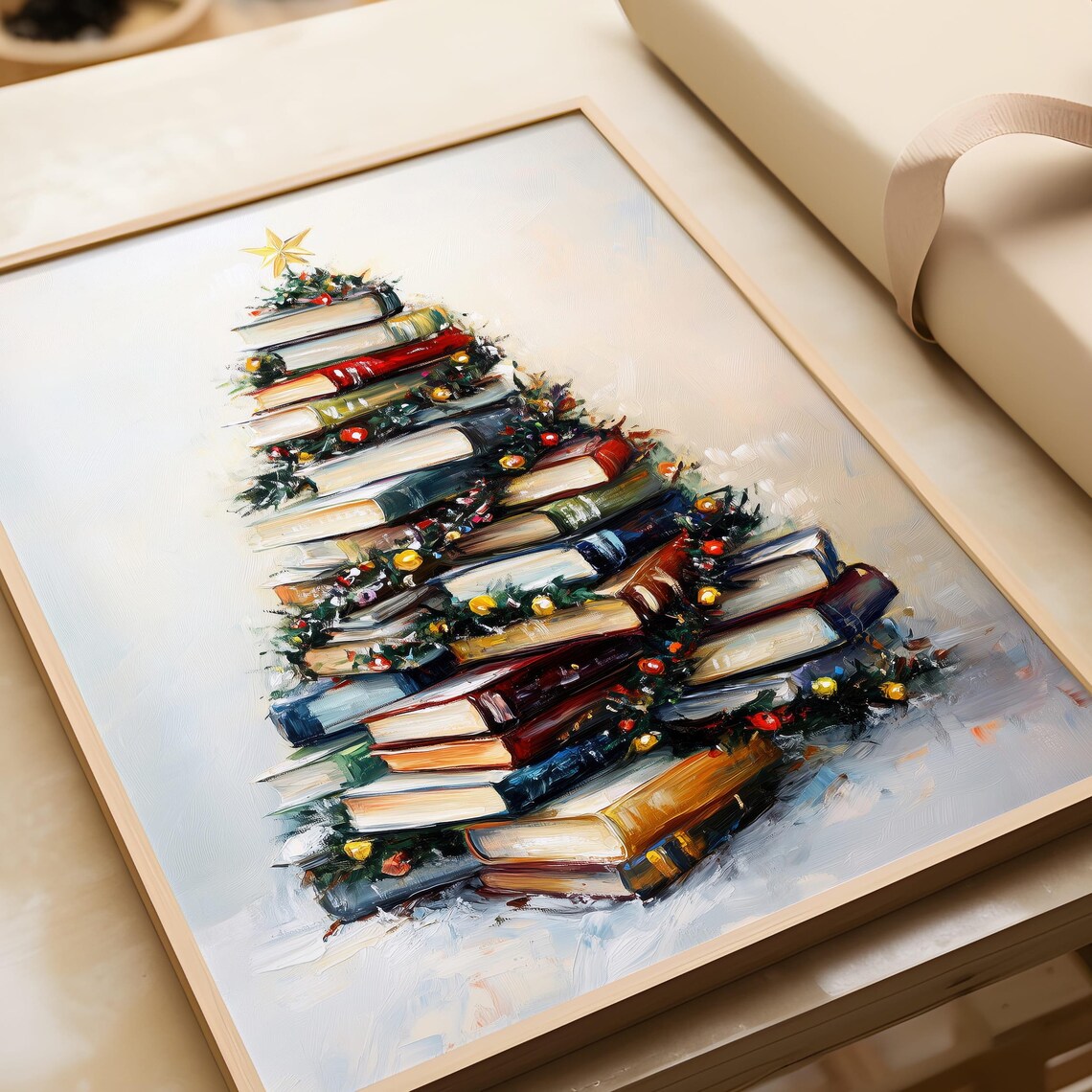 Book Tree Christmas Art Print, Cozy Holiday Decor - Image 5