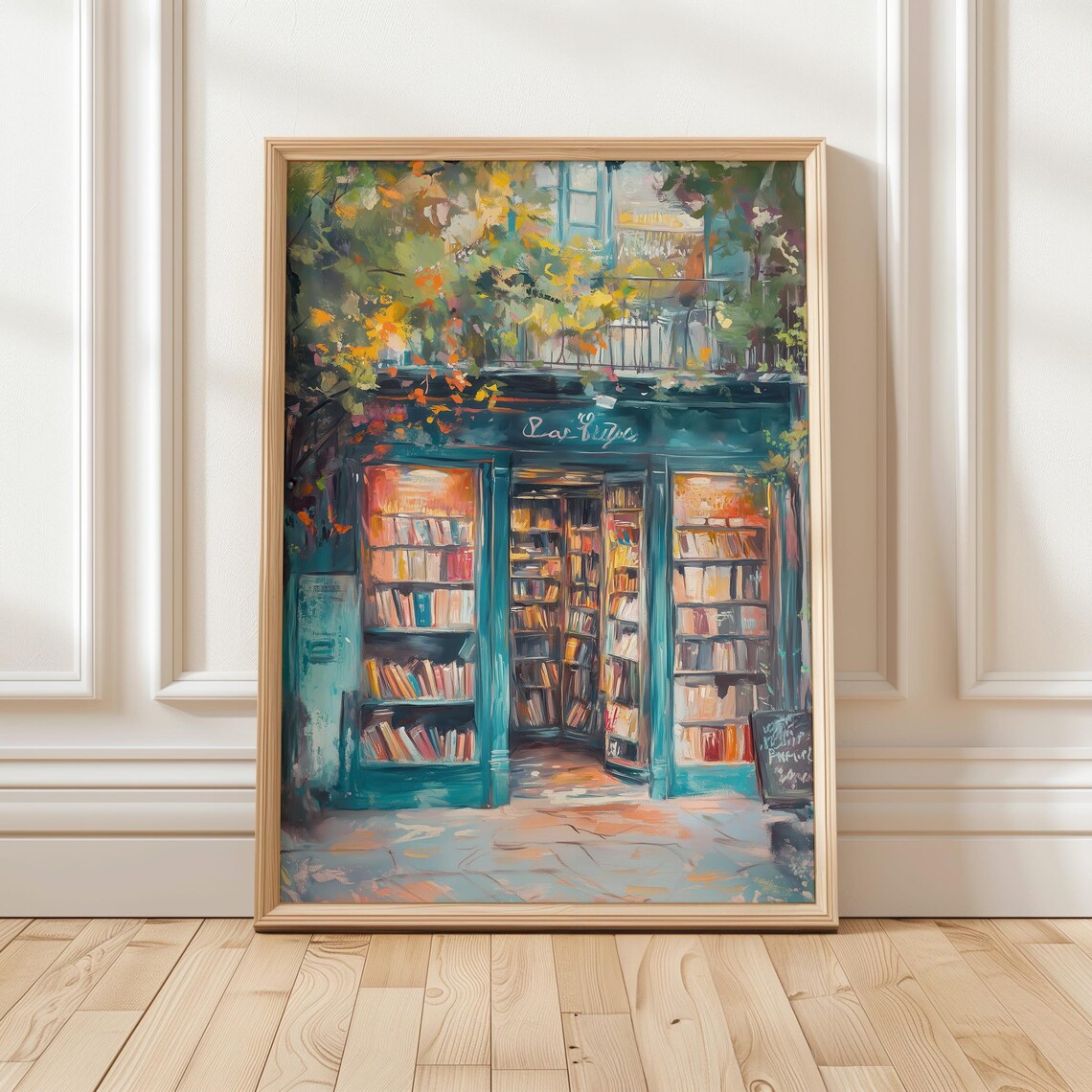 Charming Bookshop Art Print, Cozy Reading Nook Decor