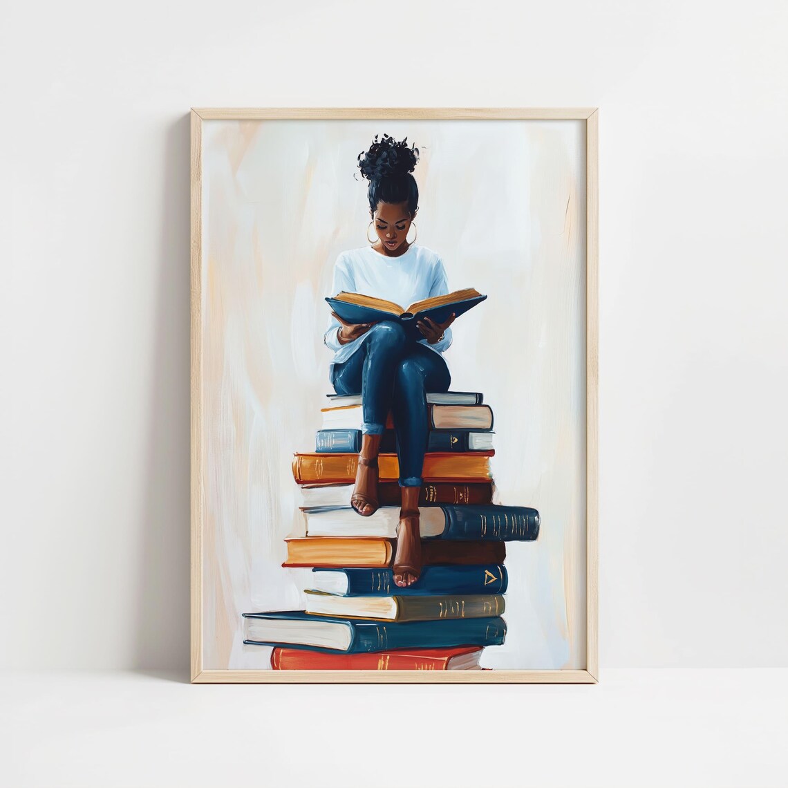 Black Woman Reading Book Art Print, Bookish Decor - Image 8