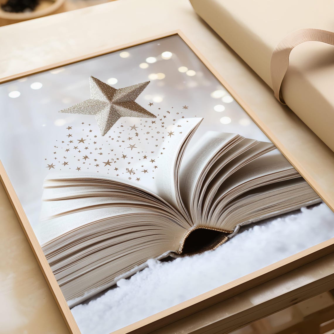 Magical Open Book With Golden Star Christmas Reading Fantasy Poster - Image 4