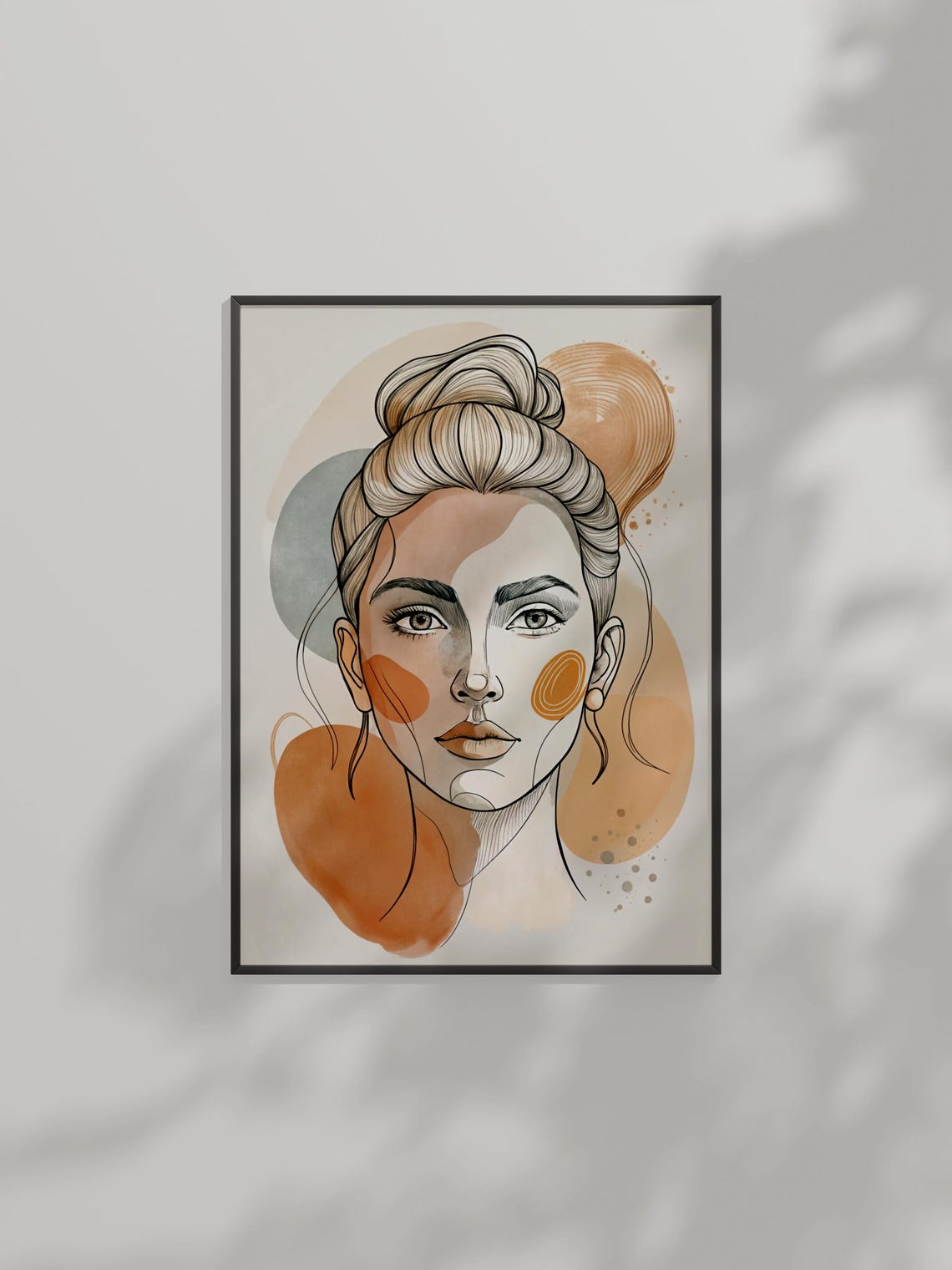 Elegant Female Portrait Line Art Modern Minimalist Wall