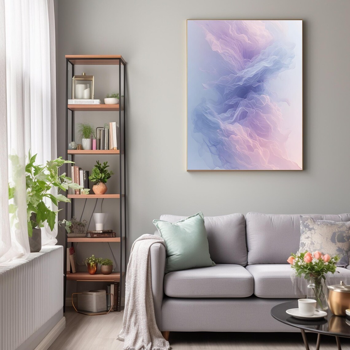 Dreamy Pastel Smoke Lavender Pink Abstract Flow Serene Ethereal Poster