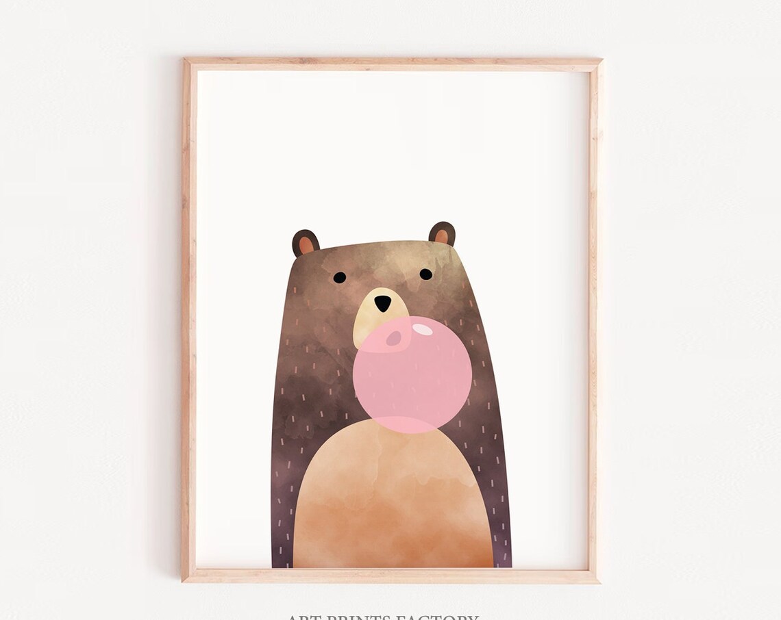 Bear Nursery Art Print, Modern Kids Decor