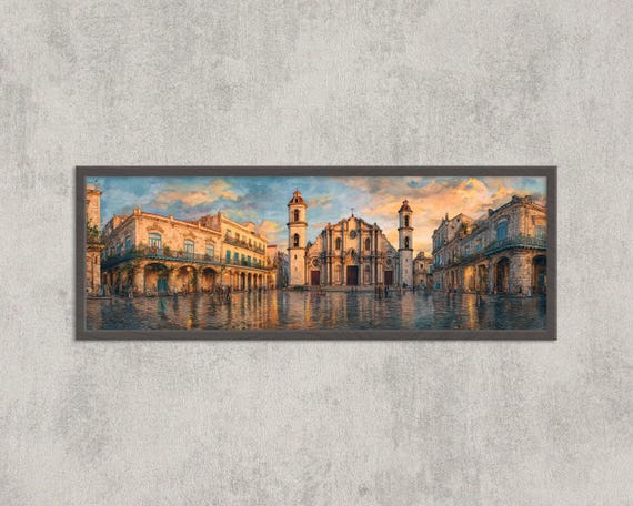 Havana Cathedral Watercolor Art Print, Colonial Architecture
