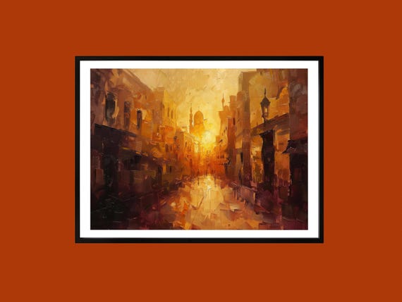 Cairo Sunset Print Old City Islamic Architecture Wall Art