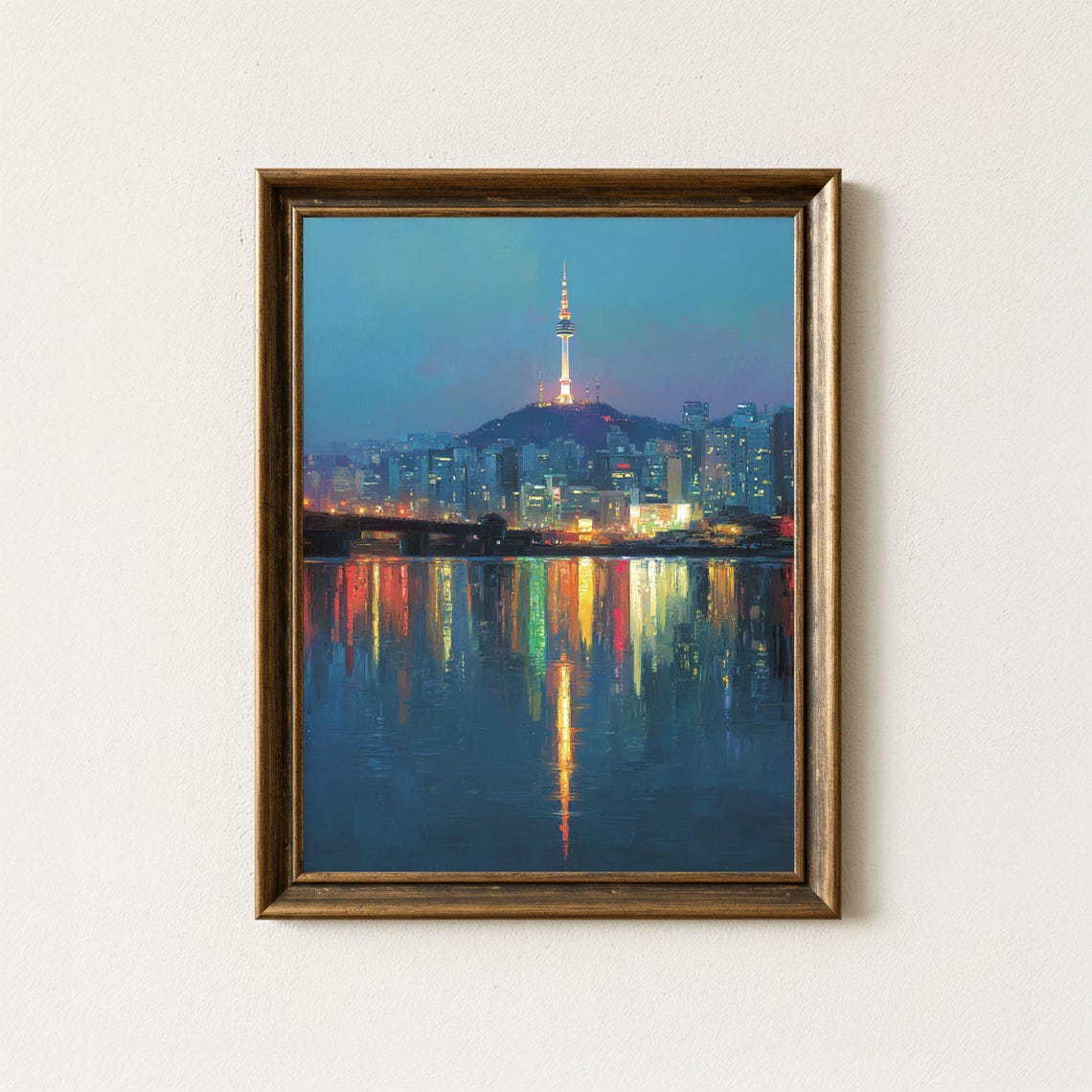 Seoul Nightscape Over Namsan Tower Glowing City Lights Wall Art