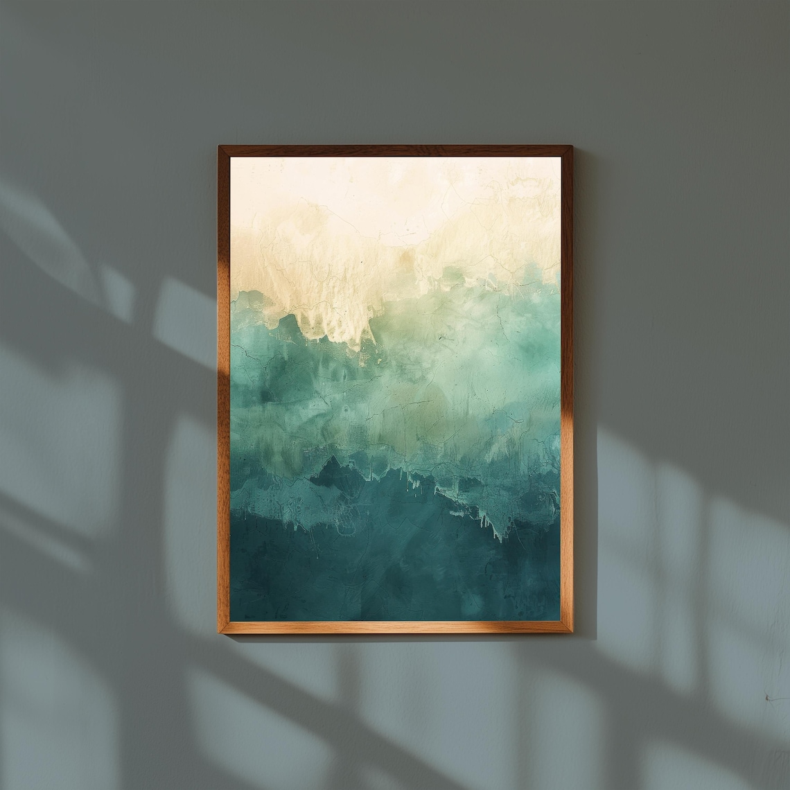 Muted Teal And Cream Abstract Watercolor Wash Calm Modern Poster