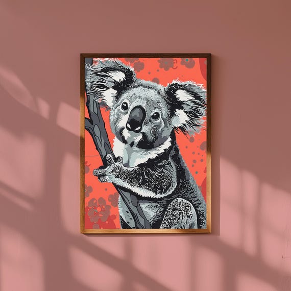 Funky Koala Nursery Art Print Whimsical Aussie Animal Decor