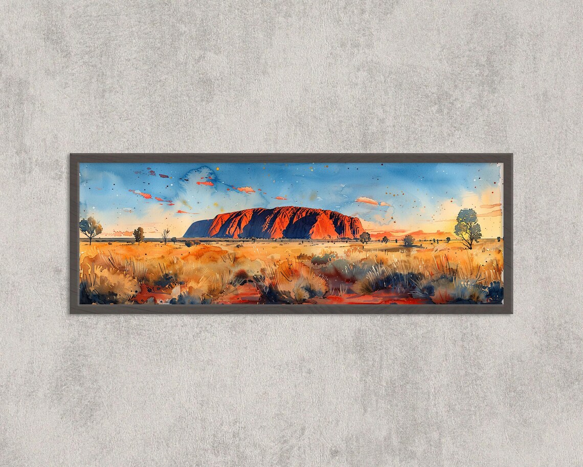 Uluru Ayers Rock Australia Red Desert Sunset Watercolor Art Print