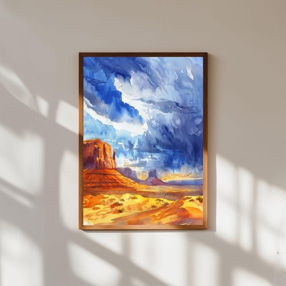 Monument Valley Watercolor Print Southwest Desert Landscape Art