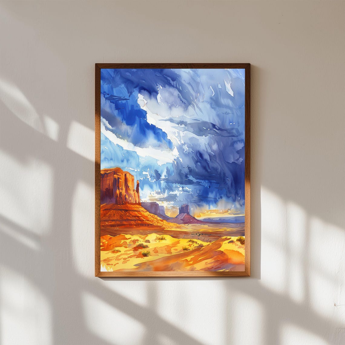 Monument Valley Red Buttes Stormy Sky Watercolor Desert Print