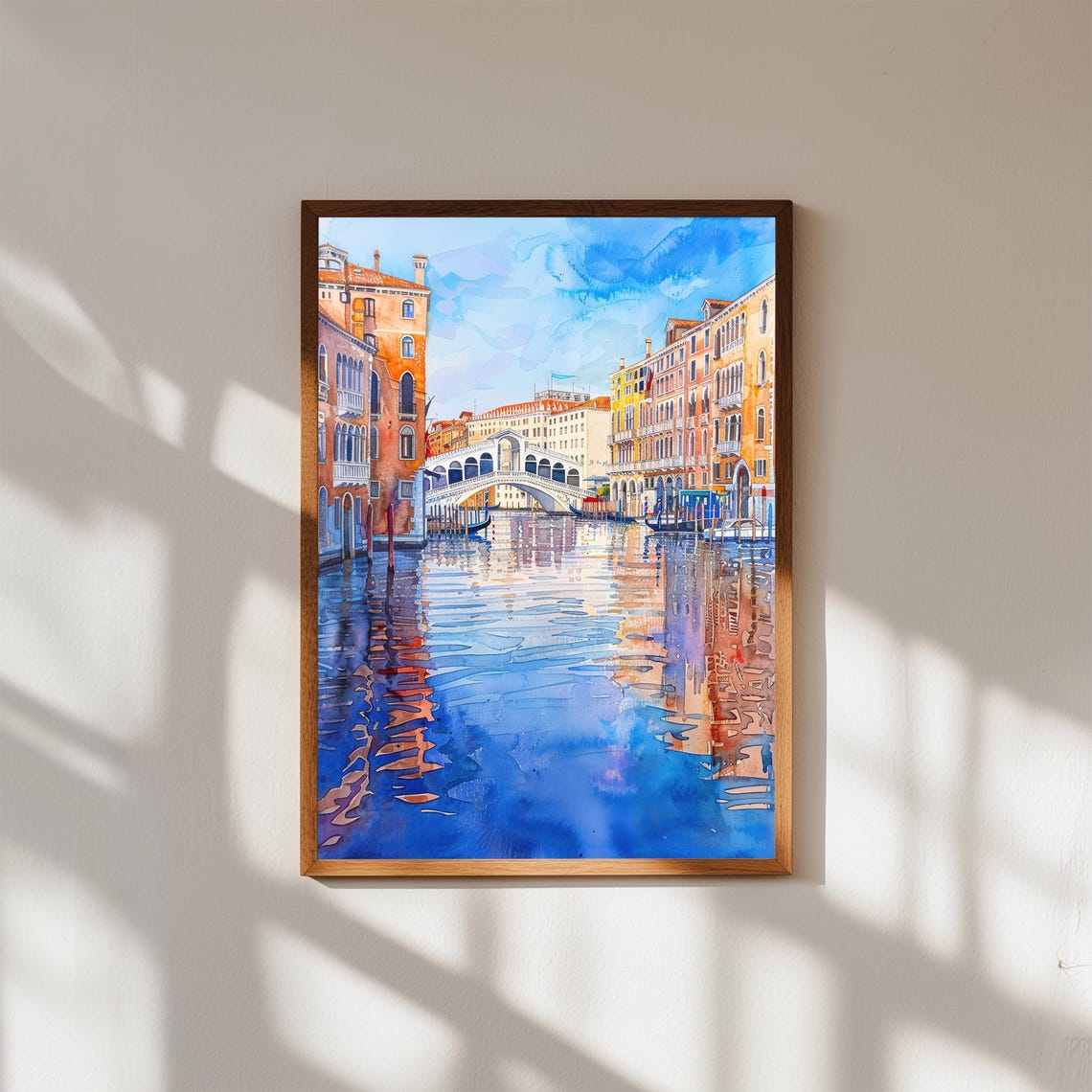 Venice Rialto Bridge Grand Canal Reflections Watercolor Poster