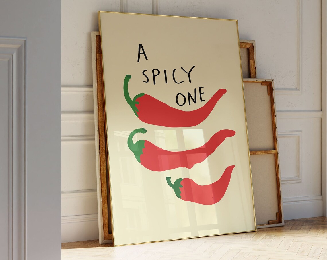 Chilli Print, Maximalist Kitchen Art Poster