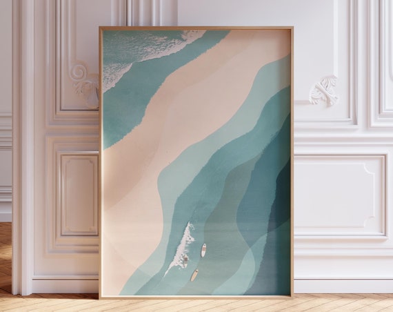 Beachy Wall Art Surf Poster Hawaii Surfboard Vintage Cute Prints