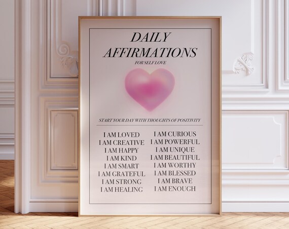 Daily Affirmation Poster To Print Self Love Affirmations Therapy Office Mental Health