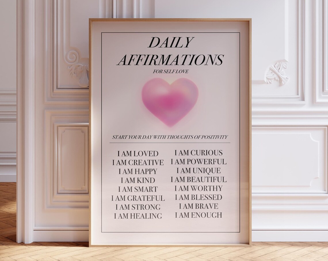 Daily Affirmation Poster To Print Self Love Affirmations Therapy Office Mental Health