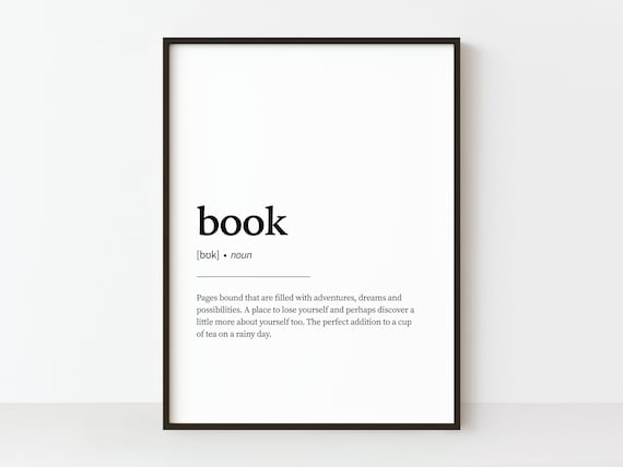 Book Definition Dictionary Style Typography Reading Lovers Poster