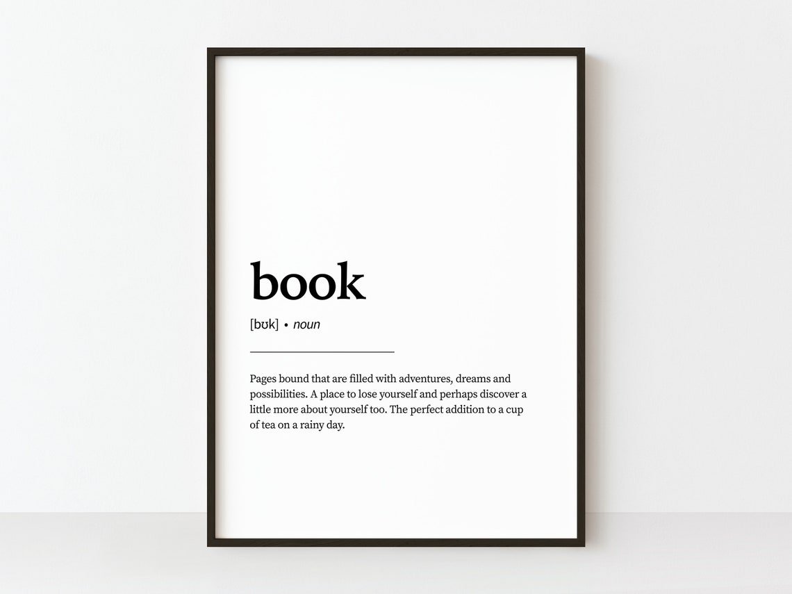 Book Definition Dictionary Style Typography Reading Lovers Poster