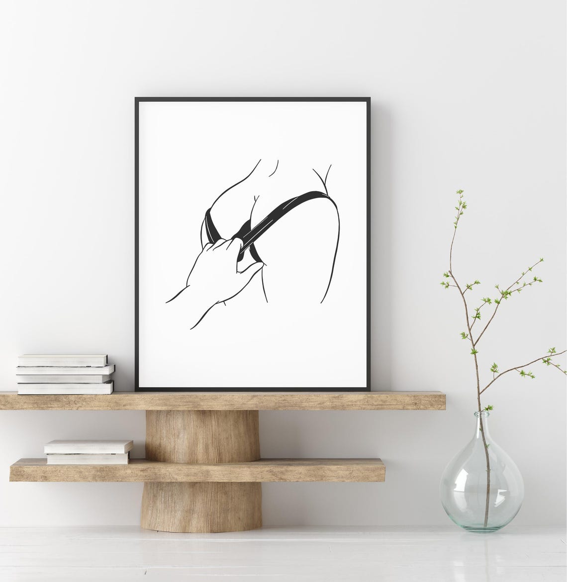 Artistic Female Nude Wall Art Elegant Sensual Line Drawing Minimalist Body Figure Bedroom Decor - Image 2