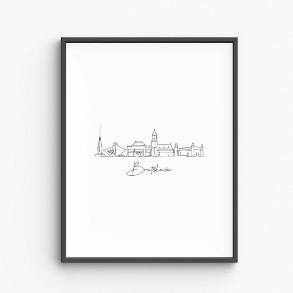 Bratislava Skyline Line Art Minimalist Slovakia Travel City Poster