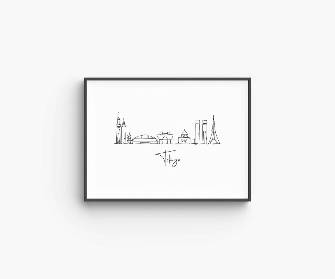 Tokyo Japan Skyline Single Line Drawing With Towers Minimalist Poster - Image 6