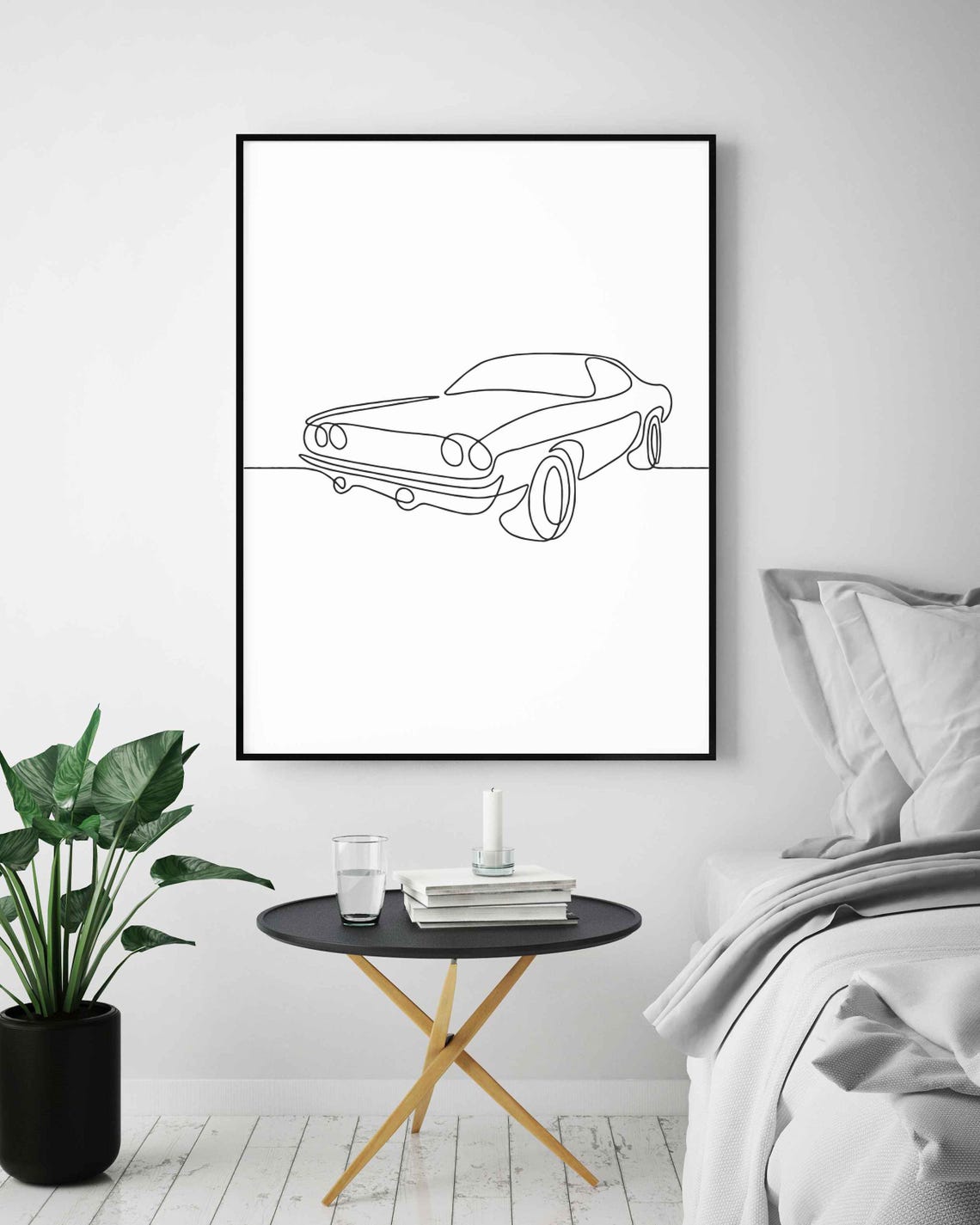 Muscle Car Line Art Vintage Auto One Line Drawing Sketch Poster - Image 5