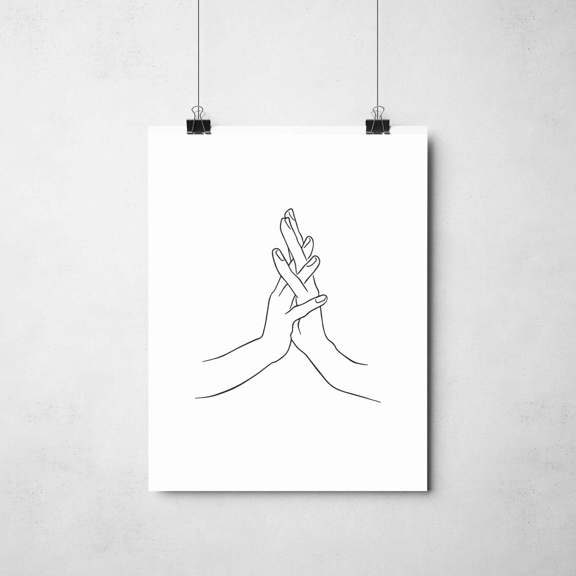 Interlaced Fingers Couple Hands Tender Sweet Love Line Art Poster - Image 2