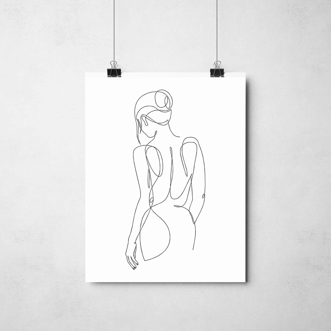 Woman Back Silhouette Continuous Line Art Minimalist Elegant Poster - Image 2