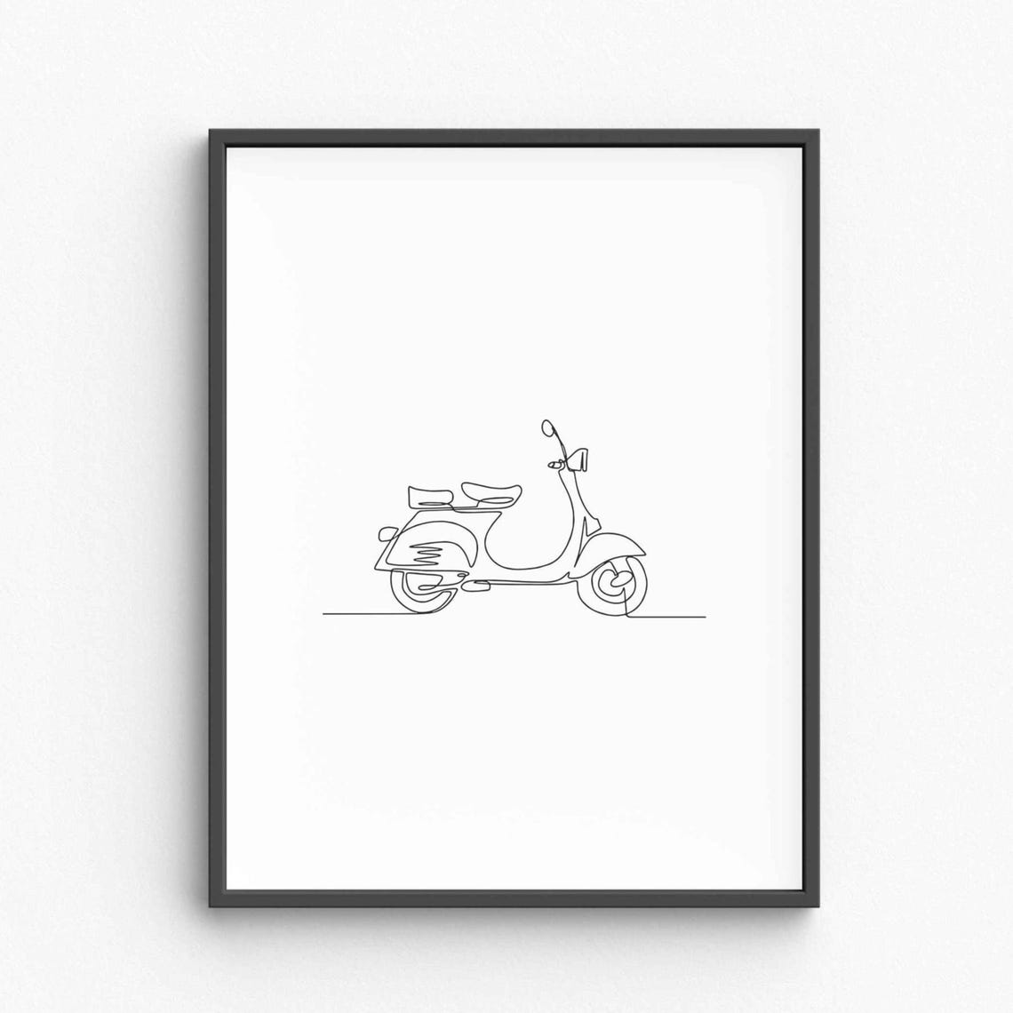 Retro Scooter Classic Step Through Vintage Moped Line Art Poster