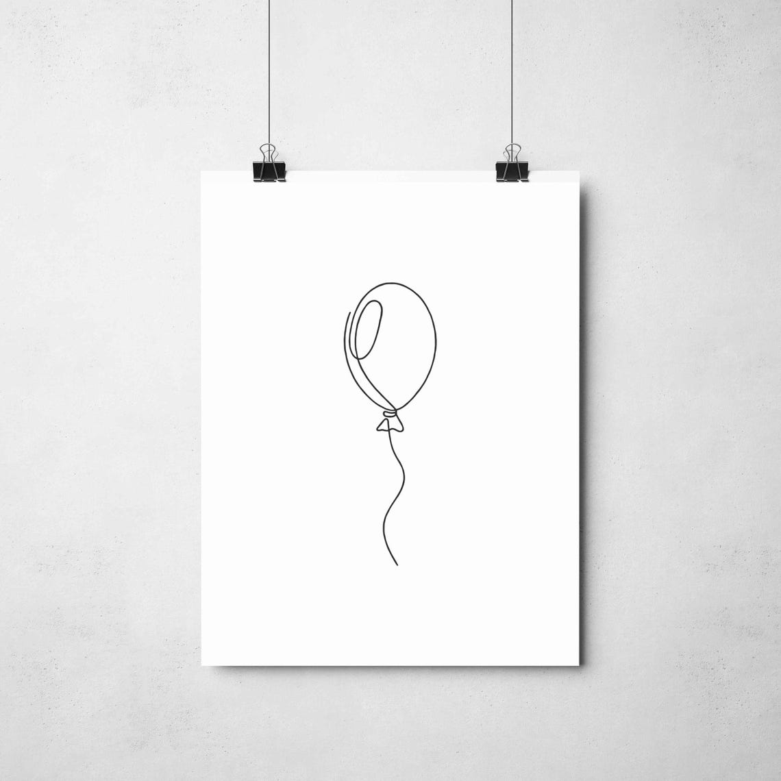 Whimsical Floating Balloon On String Minimalist Line Art Poster - Image 2