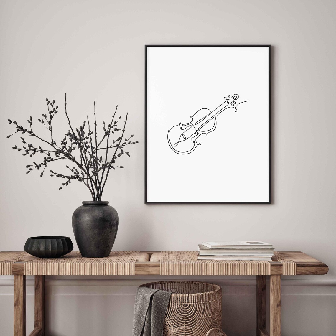 Violin Continuous Line Drawing Classical Instrument Musician Studio Decor Poster - Image 4