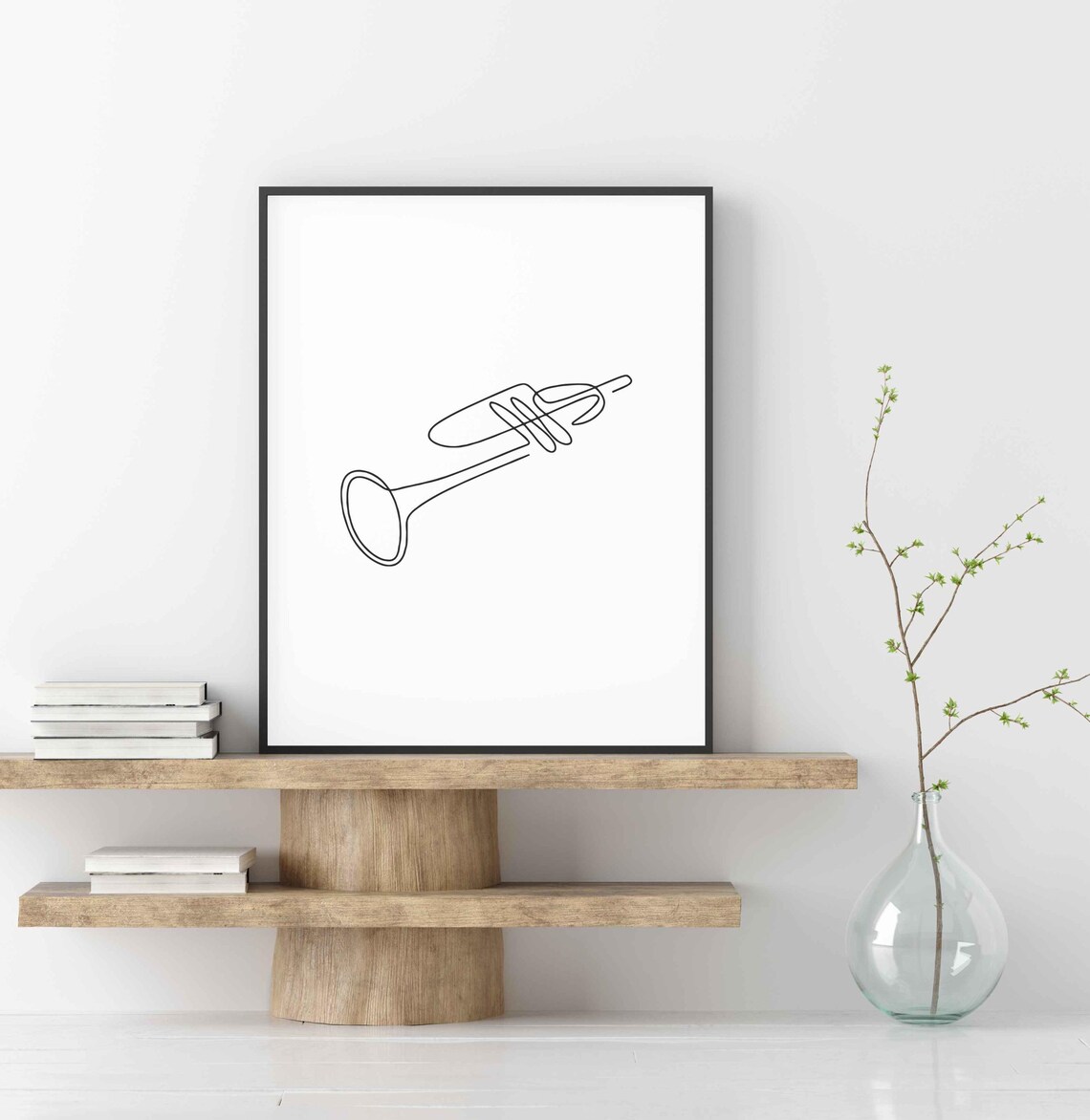 Jazz Trumpet Continuous Line Drawing Music Lover Studio Instrument Decor Poster - Image 4