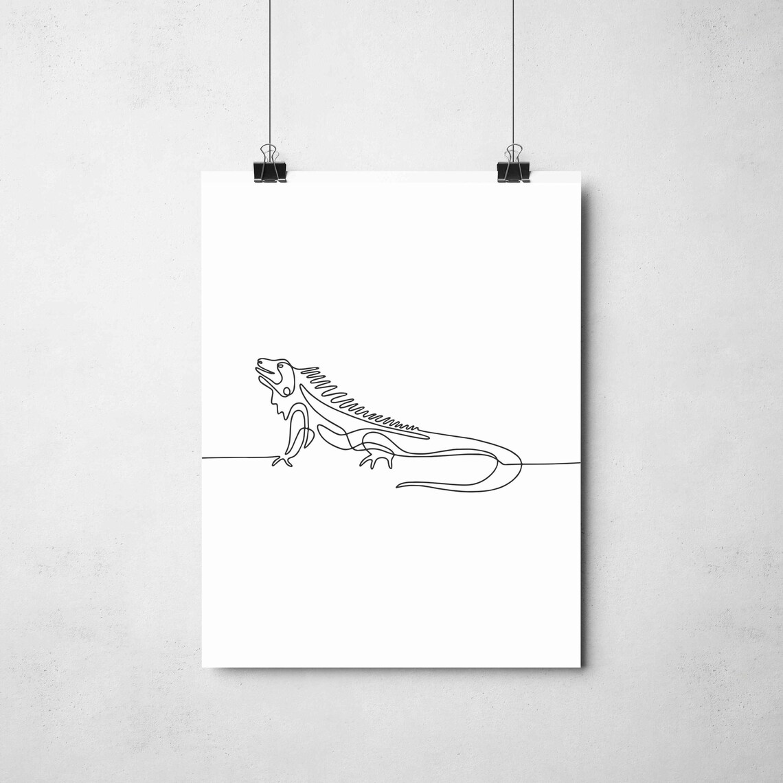 Iguana Lizard Line Art Drawing Minimalist Tropical Reptile Poster - Image 2