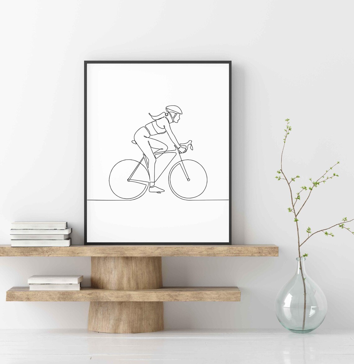 Woman Cyclist Line Art Road Bike Rider One Line Drawing Sport Poster - Image 3
