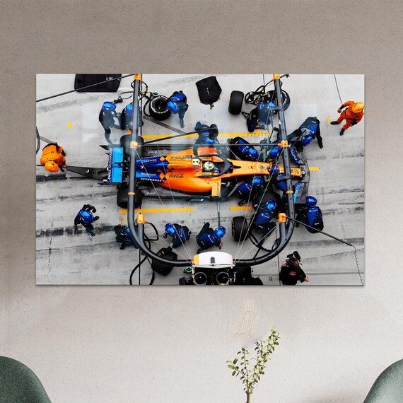 McLaren F1 Pit Stop Aerial Photo Papaya Orange Racing Poster