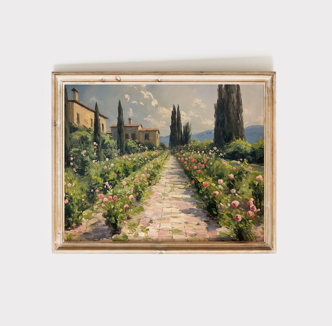 Wildflower Field Vintage Landscape Print Italy Landscape Print Countryside Art Landscape Painting Country Field Decor Wildflower Print - Image 3