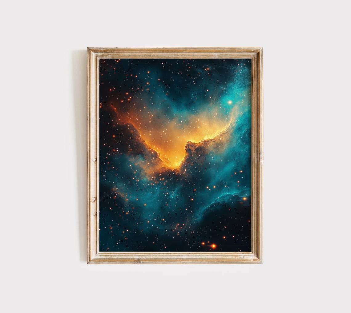 Teal and Orange Nebula Galaxy Stars Cosmic Deep Space Poster - Image 2