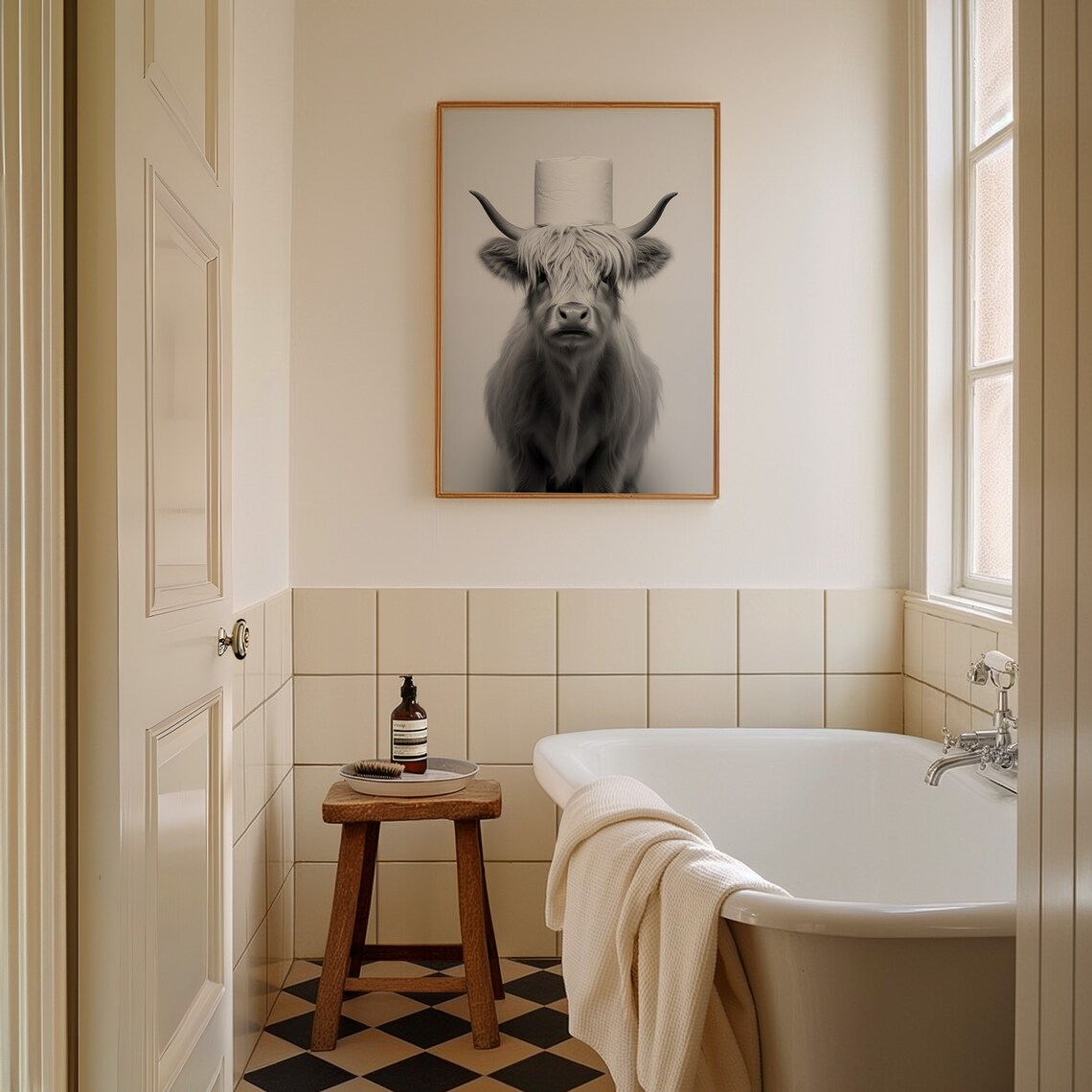 Highland Cow Art Print, Nursery Bathroom Decor - Image 3