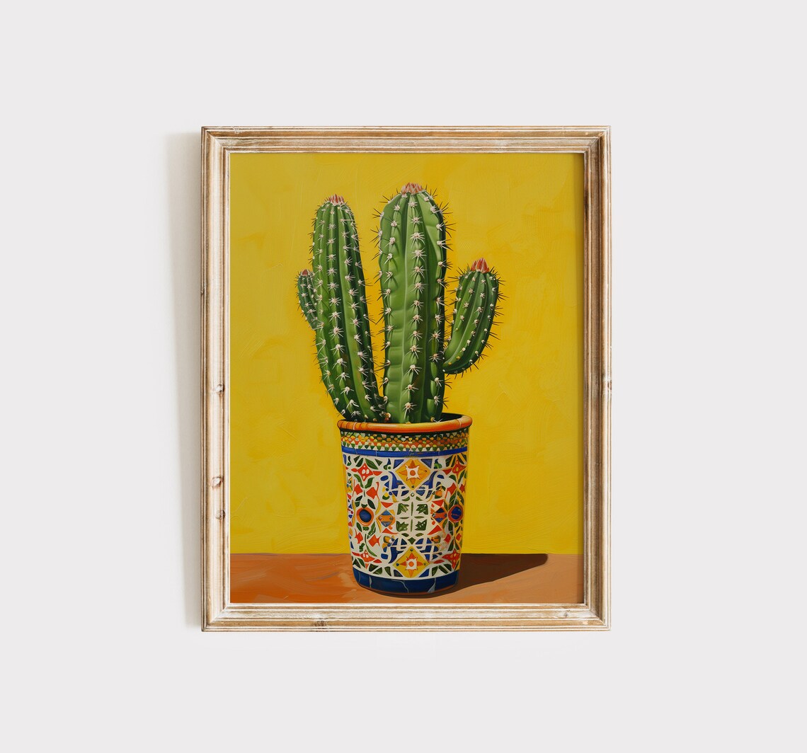 Cactus Poster, Moody Watercolor Botanical Art Print