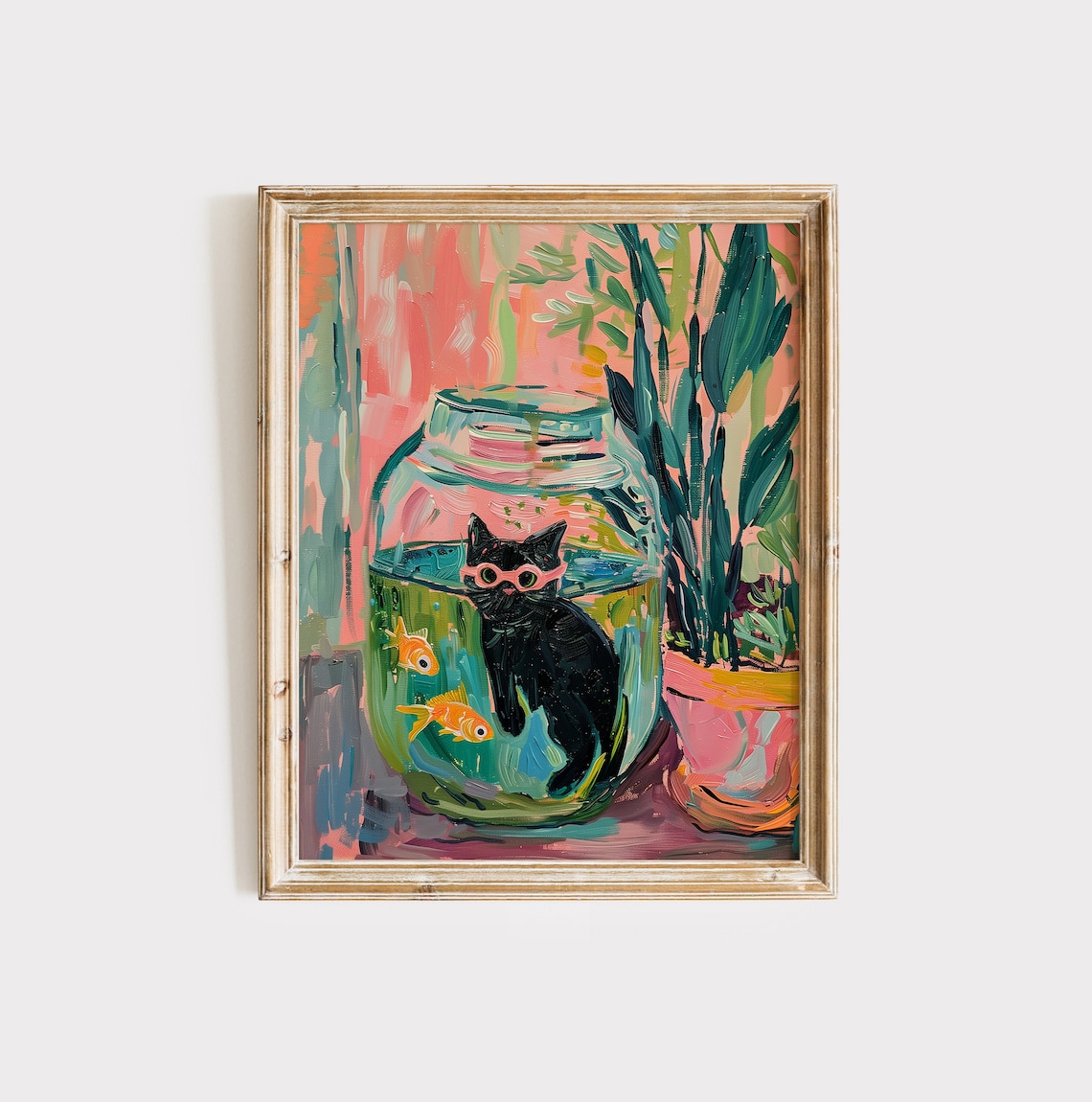 Matisse Goldfish With Cat, Black Cat Art Print