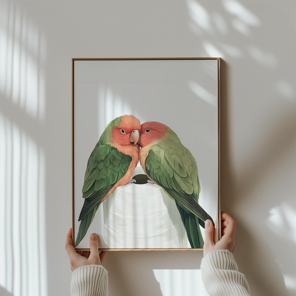 Lovebirds Poster, Cute Animal Bathroom Wall Art - Image 3
