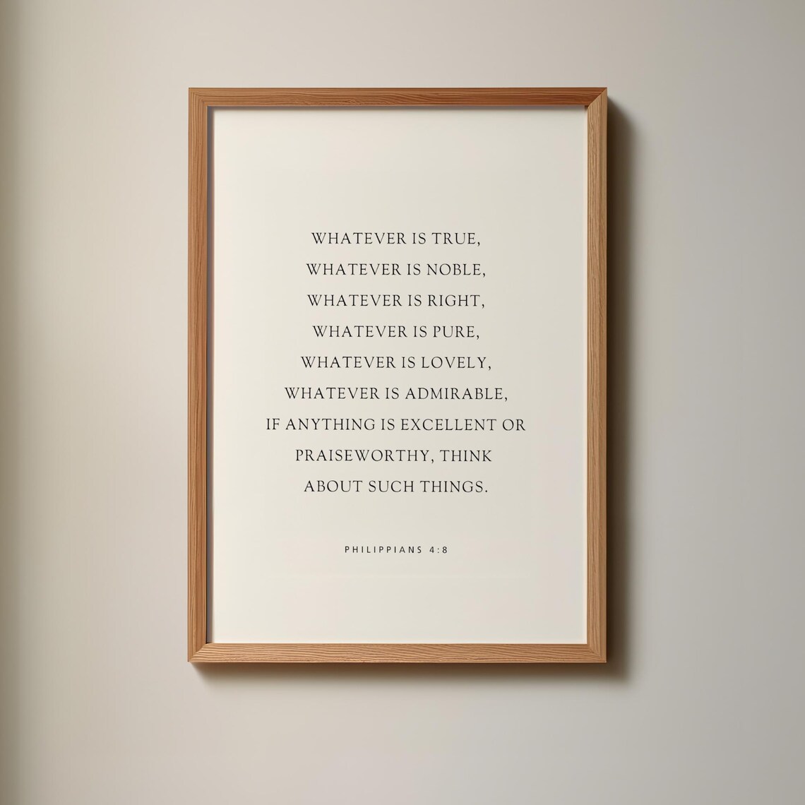 Philippians 4:8 Bible Verse Baptism Poster