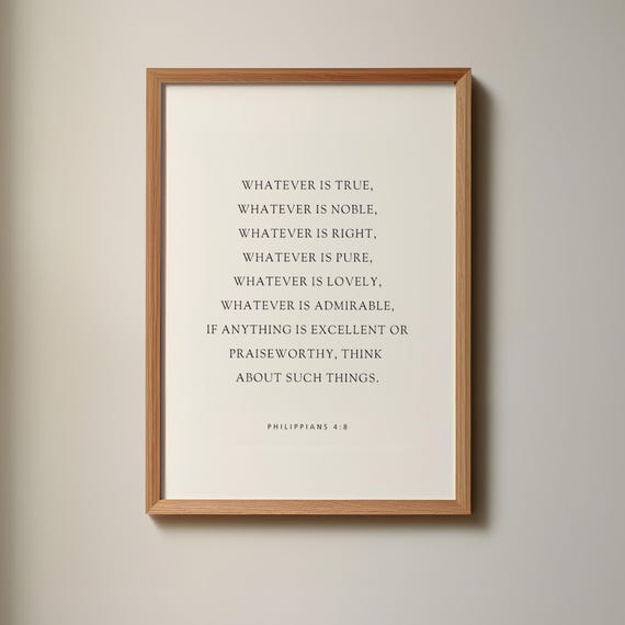 Philippians 4:8 Bible Verse Baptism Poster
