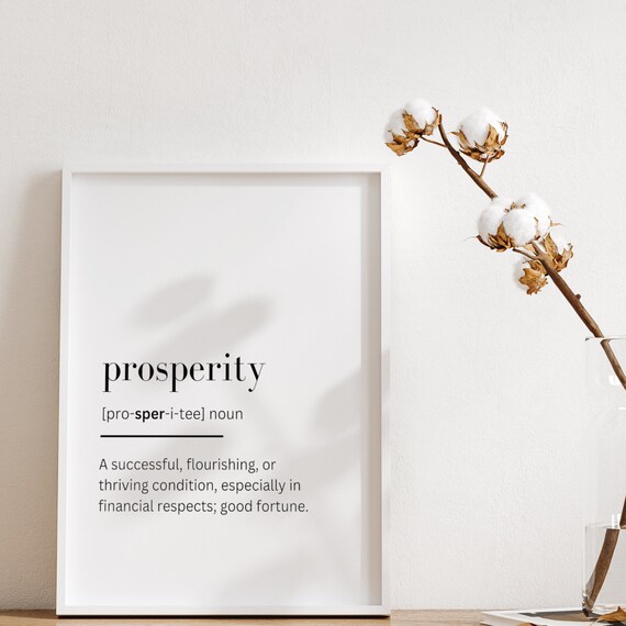 Prosperity Definition Dictionary Style Minimalist Success Print