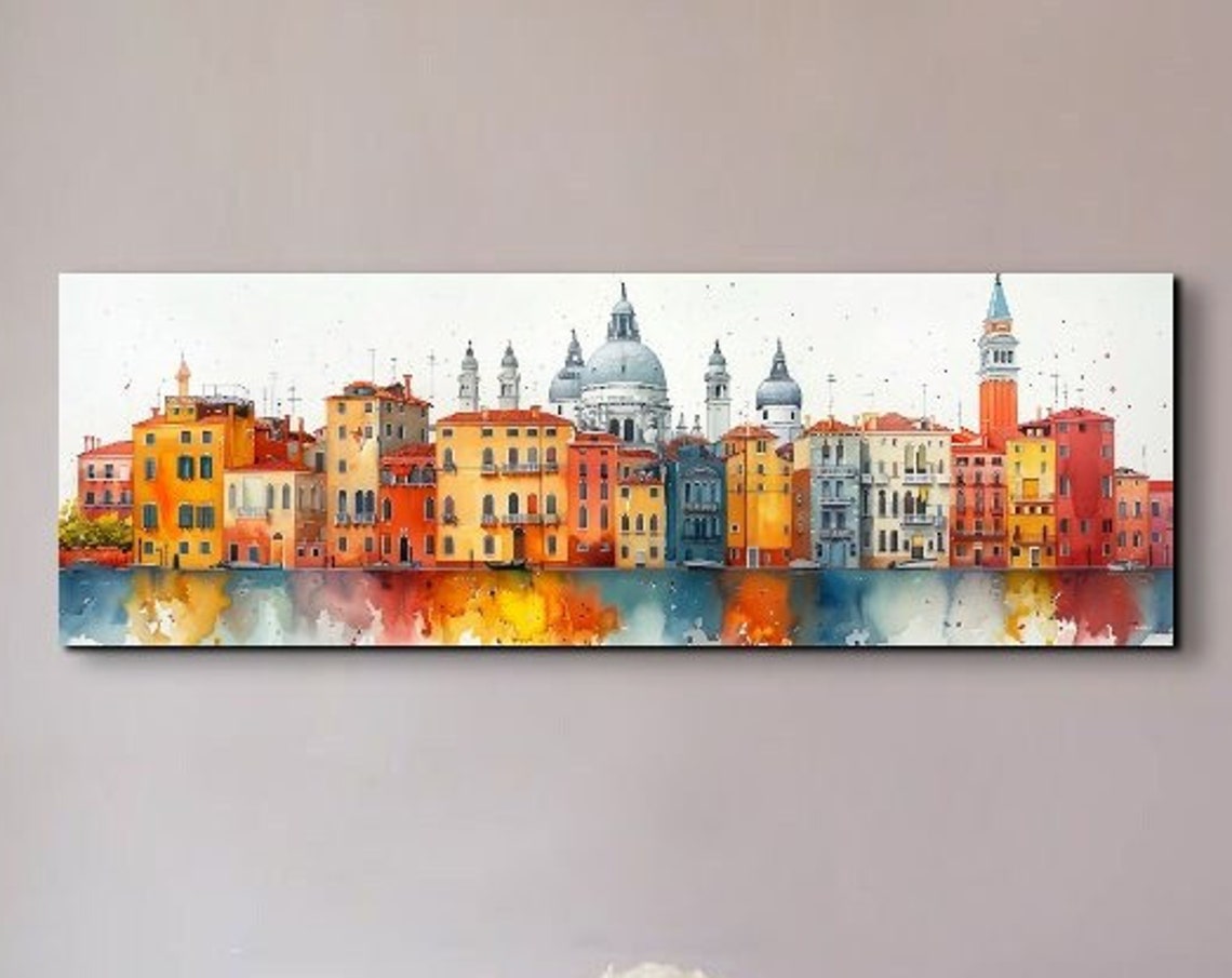 Colorful Venice Italy Landmark Oil Painting Watercolor Wall Art Calming Poster Print Homeoffice Room Decor Gifts