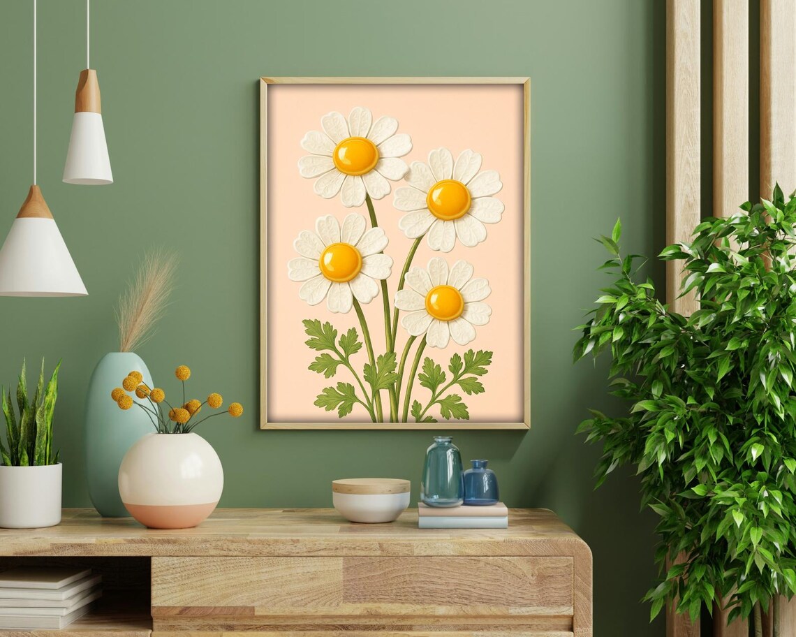 Whimsical Ceramic Daisy Egg Flowers, Kitchen Decor - Image 4