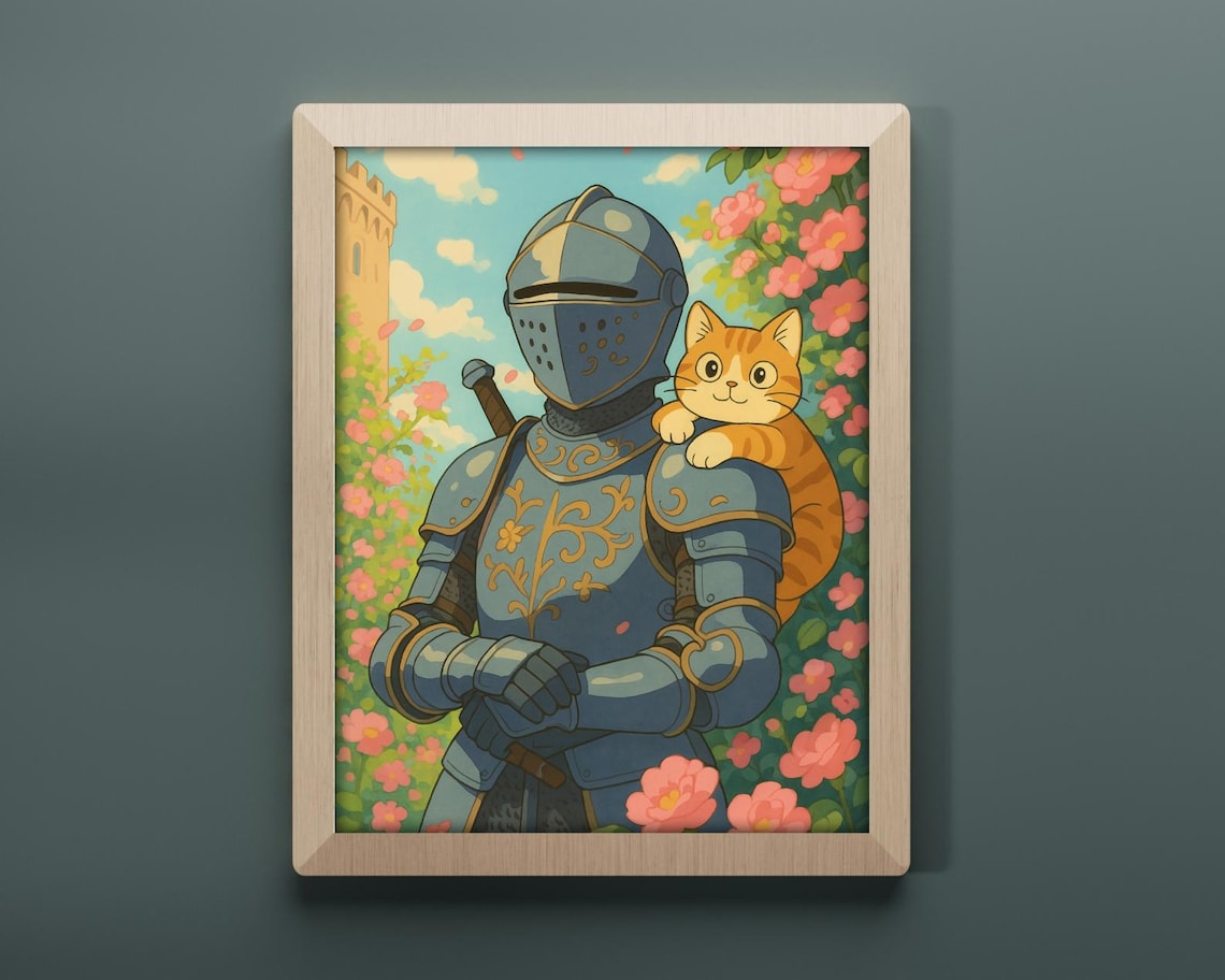 Knight and Cat, Medieval Fantasy Art - Image 3