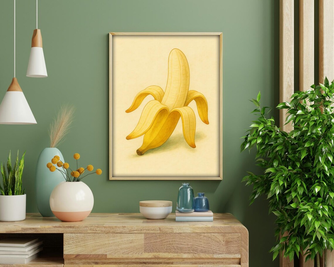 Peeled Banana - Vintage Botanical Kitchen Print - Image 2