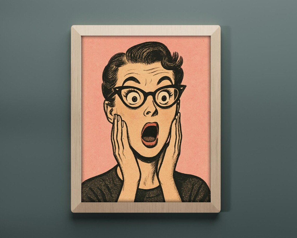 Shocked Retro Woman, Pop Art Comic Poster - Image 3